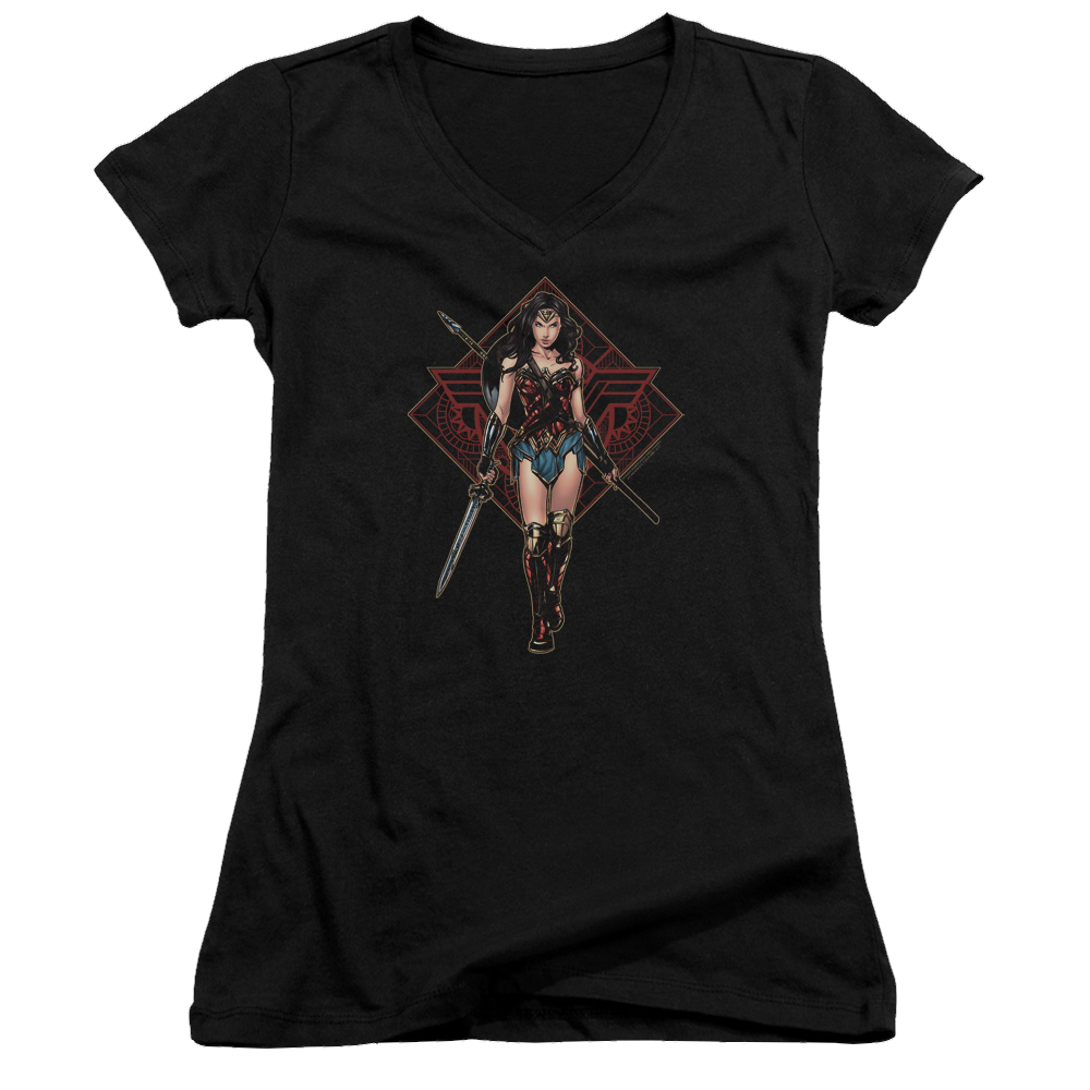 Wonder Woman Warrior Juniors V-Neck T-Shirt Juniors V-Neck T-Shirt Wonder Woman
