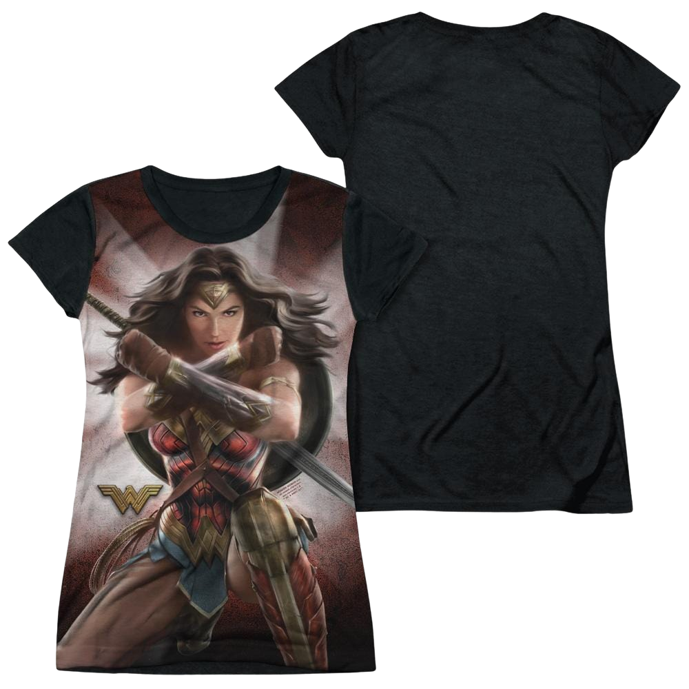 Wonder Woman Protector Of Humanity Juniors Black Back T-Shirt Juniors Black Back T-Shirt Wonder Woman