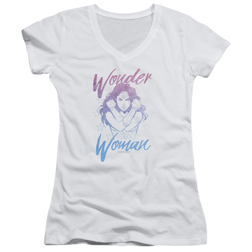 Wonder Woman Retro Stance Juniors V-Neck T-Shirt Juniors V-Neck T-Shirt Wonder Woman