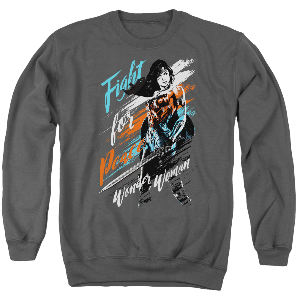 Wonder Woman Fight For Peace Men's Crewneck Sweatshirt Men's Crewneck Sweatshirt Wonder Woman