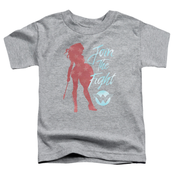Athletic heather kid's t-shirt for ages 4 to 7 with Wonder Woman Movie Freedom Fight graphic