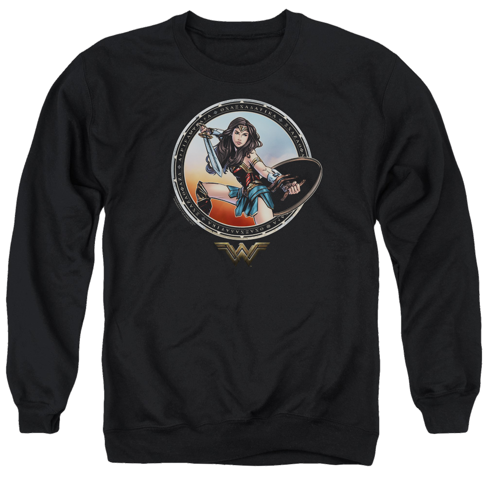 Wonder Woman Battle Pose Men's Crewneck Sweatshirt Men's Crewneck Sweatshirt Wonder Woman