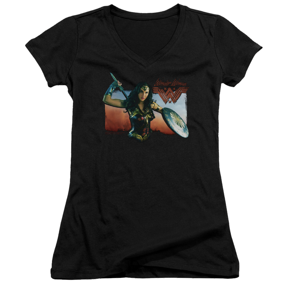 Wonder Woman Warrior Woman Juniors V-Neck T-Shirt Juniors V-Neck T-Shirt Wonder Woman