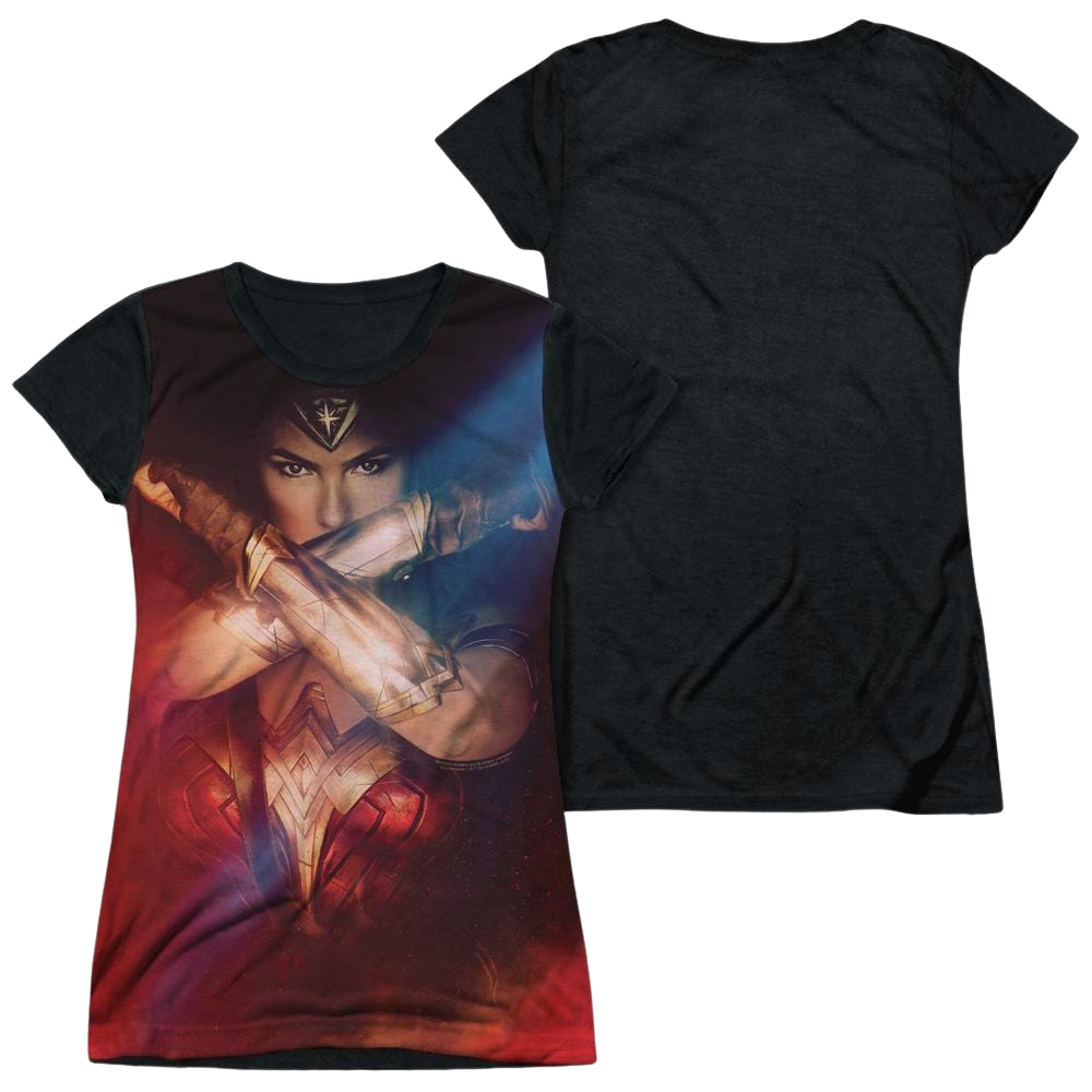 Wonder Woman Arms Crossed Juniors Black Back T-Shirt Juniors Black Back T-Shirt Wonder Woman