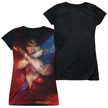Wonder Woman Arms Crossed juniors black back t-shirt