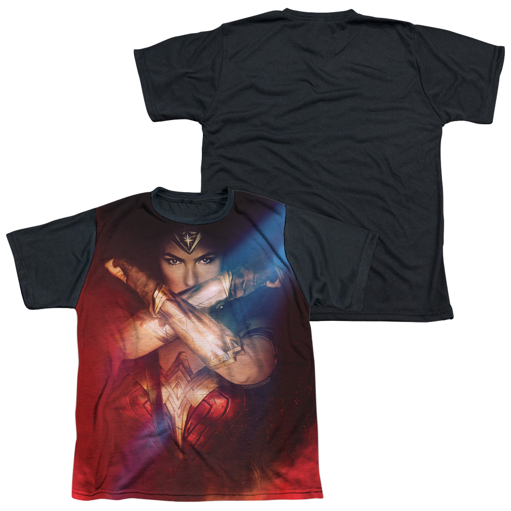 Wonder Woman Movie Arms Crossed - Youth Black Back T-Shirt Youth Black Back T-Shirt (Ages 8-12) Wonder Woman