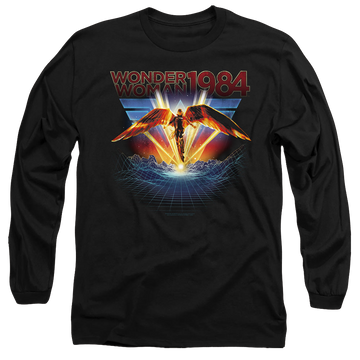 Black men's long sleeve t-shirt with Wonder Woman 1984 84 Metal graphic