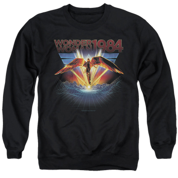 Black men's crewneck sweatshirt with Wonder Woman 1984 84 Metal graphic