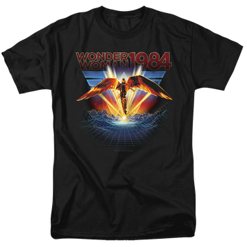 Black men's regular fit t-shirt with Wonder Woman 1984 84 Metal graphic