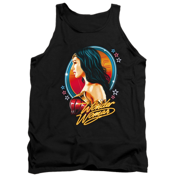 Black men's tank with Wonder Woman 1984 Warrior 84 graphic