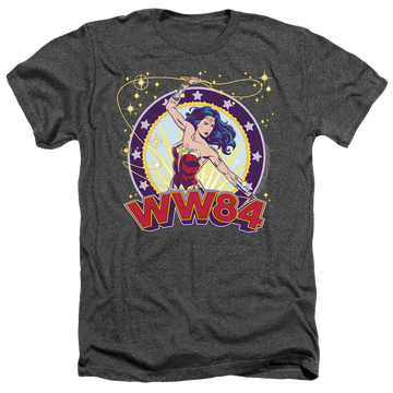 Charcoal men's heather t-shirt with Wonder Woman 1984 Lasso Star graphic
