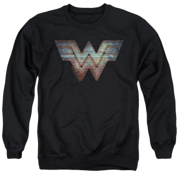 Black men's crewneck sweatshirt with Wonder Woman 1984 Static Logo graphic