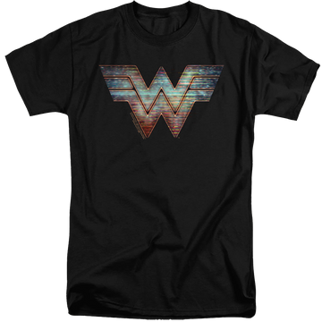 Black men's tall fit t-shirt with Wonder Woman 1984 Static Logo graphic