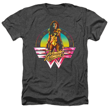 Black men's heather t-shirt with Wonder Woman 1984 Color Pop graphic