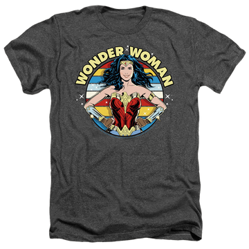 Charcoal men's heather t-shirt with Wonder Woman 1984 Woman Of Wonder graphic