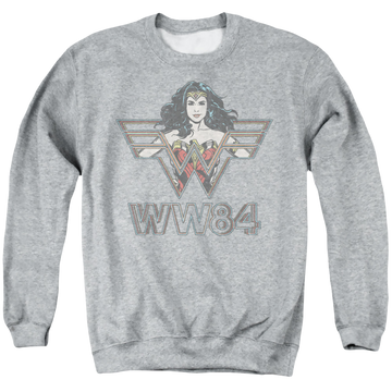 Athletic heather men's crewneck sweatshirt with Wonder Woman 1984 In Symbol graphic