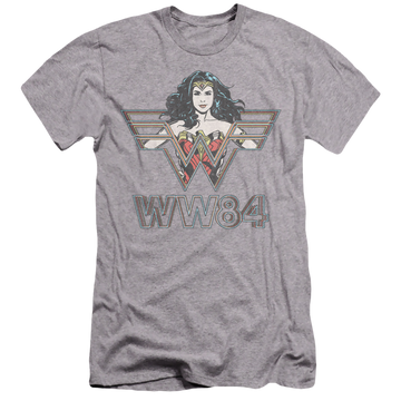 Athletic heather men's premium slim fit t-shirt with Wonder Woman 1984 In Symbol graphic