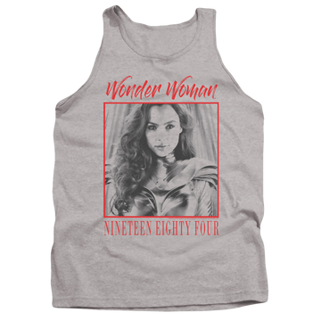Athletic heather men's tank with Wonder Woman 1984 Wonder Chic graphic