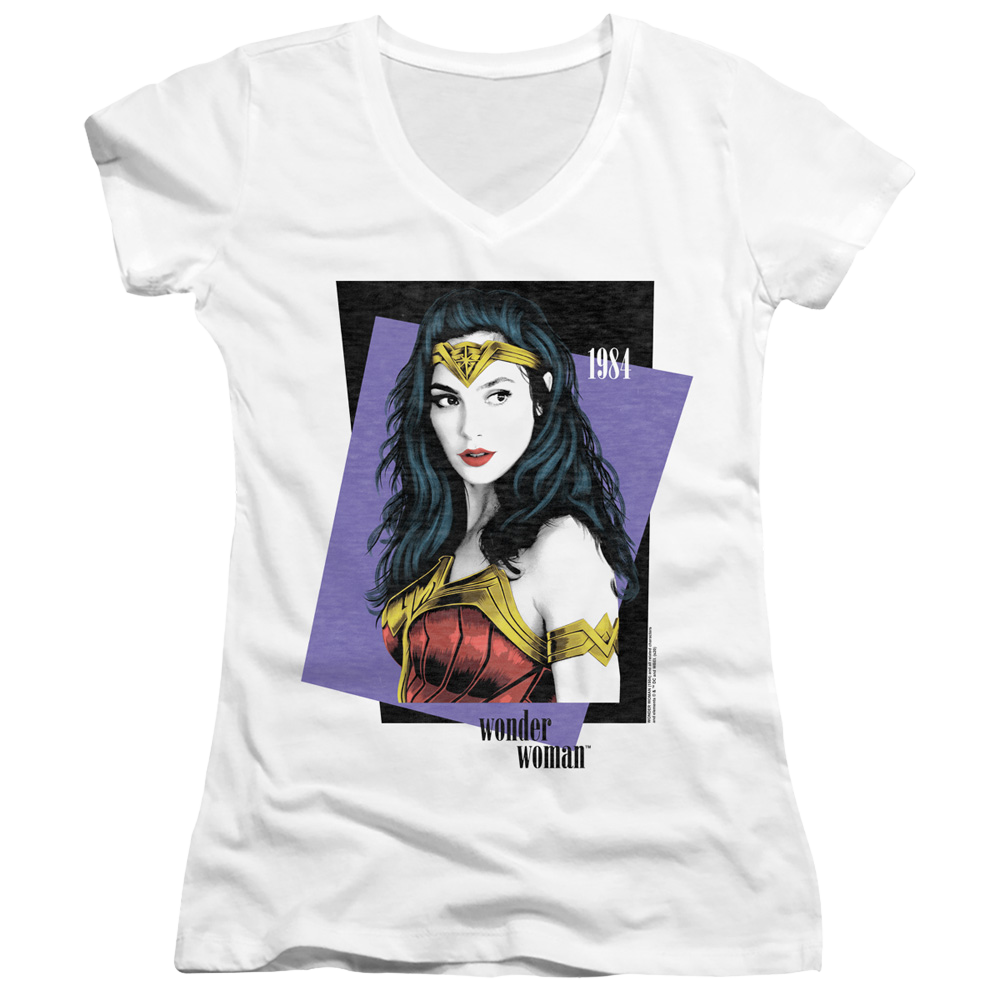 Wonder Woman 1984 Strike A Pose - Juniors V-Neck T-Shirt Juniors V-Neck T-Shirt Wonder Woman