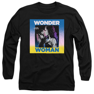 Black men's long sleeve t-shirt with Wonder Woman 1984 Wonder Duo graphic