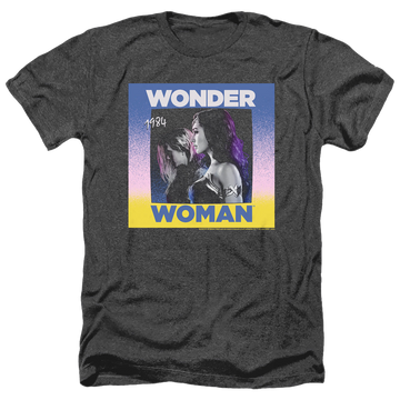 Black men's heather t-shirt with Wonder Woman 1984 Wonder Duo graphic