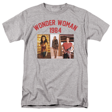 Athletic heather men's regular fit t-shirt with Wonder Woman 1984 Collegiate Montage graphic