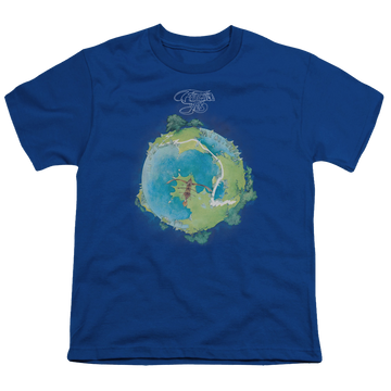 Royal youth t-shirt for ages 8 to 12 with Yes Fragile Cover graphic