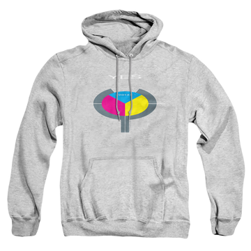 Athletic heather pullover hoodie with Yes 90125 graphic