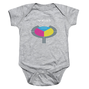 Athletic heather baby bodysuit with Yes 90125 graphic