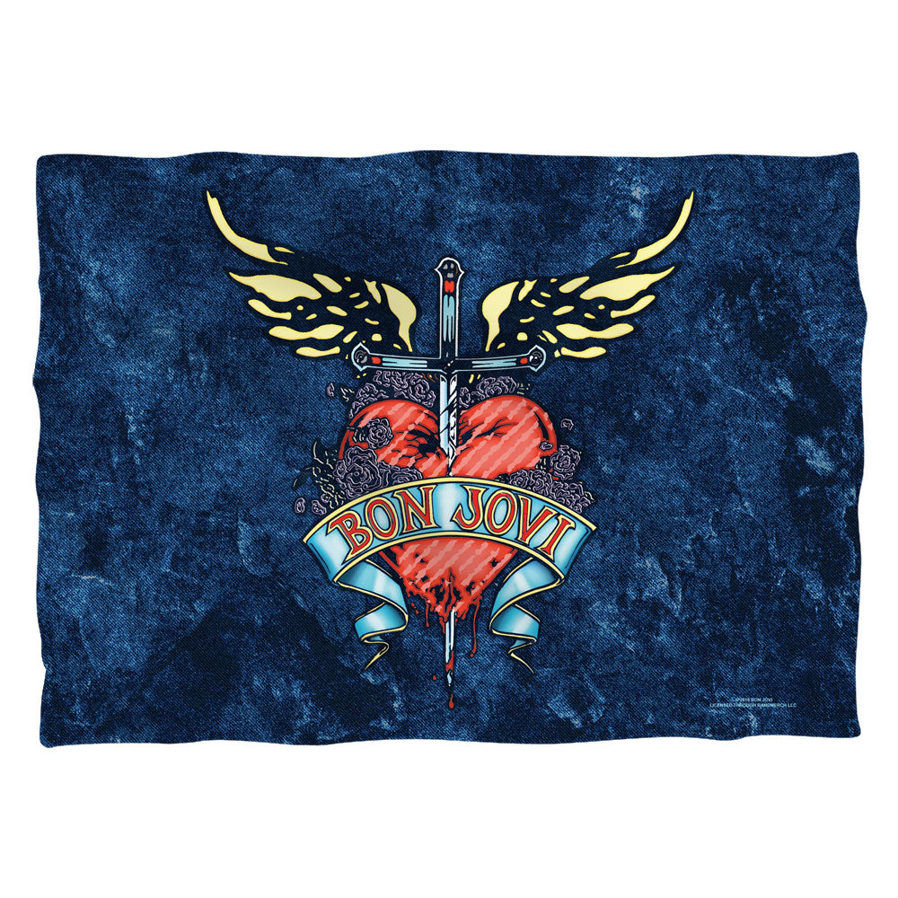 Bon Jovi Weathered Denim (Front/Back Print) - Pillow Case Pillow Cases Bon Jovi   