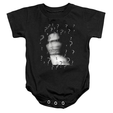 Black baby bodysuit with The Batman (2022) The Riddler? graphic
