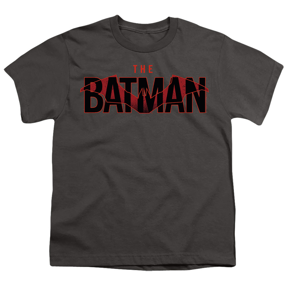 The Batman (2022) Logo With Red Bat - Youth T-Shirt Youth T-Shirt (Ages 8-12) Batman   