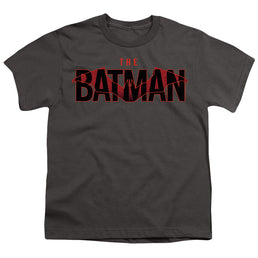 The Batman (2022) Logo With Red Bat - Youth T-Shirt Youth T-Shirt (Ages 8-12) Batman   