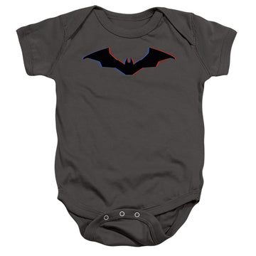 Charcoal baby bodysuit with The Batman (2022) Tri-Color Bat Silhouette graphic