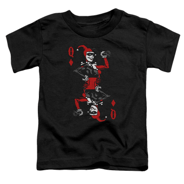 Black toddler t-shirt with Harley Quinn Quinn Of Diamonds graphic