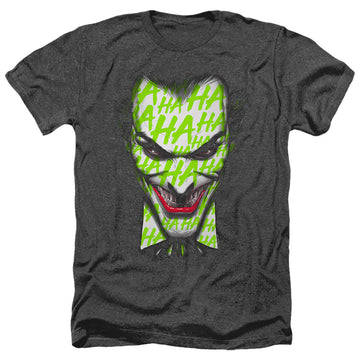 Charcoal men's heather t-shirt with Joker Ha Smile graphic