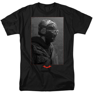 Black men's regular fit t-shirt with The Batman (2022) Riddler Worn Portrait graphic