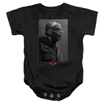 Black baby bodysuit with The Batman (2022) Riddler Worn Portrait graphic