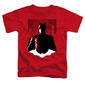 Red toddler t-shirt with The Batman (2022) Noir Batman graphic