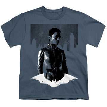 Slate youth t-shirt for ages 8 to 12 with The Batman (2022) Noir Catwoman graphic