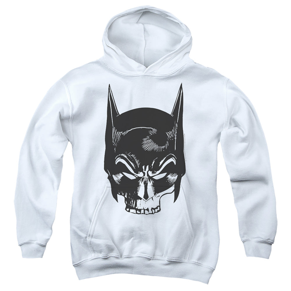 The Batman (2022) Skull On White - Youth Hoodie Youth Hoodie (Ages 8-12) Batman   