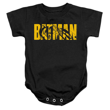 Black baby bodysuit with The Batman (2022) Text On Black graphic