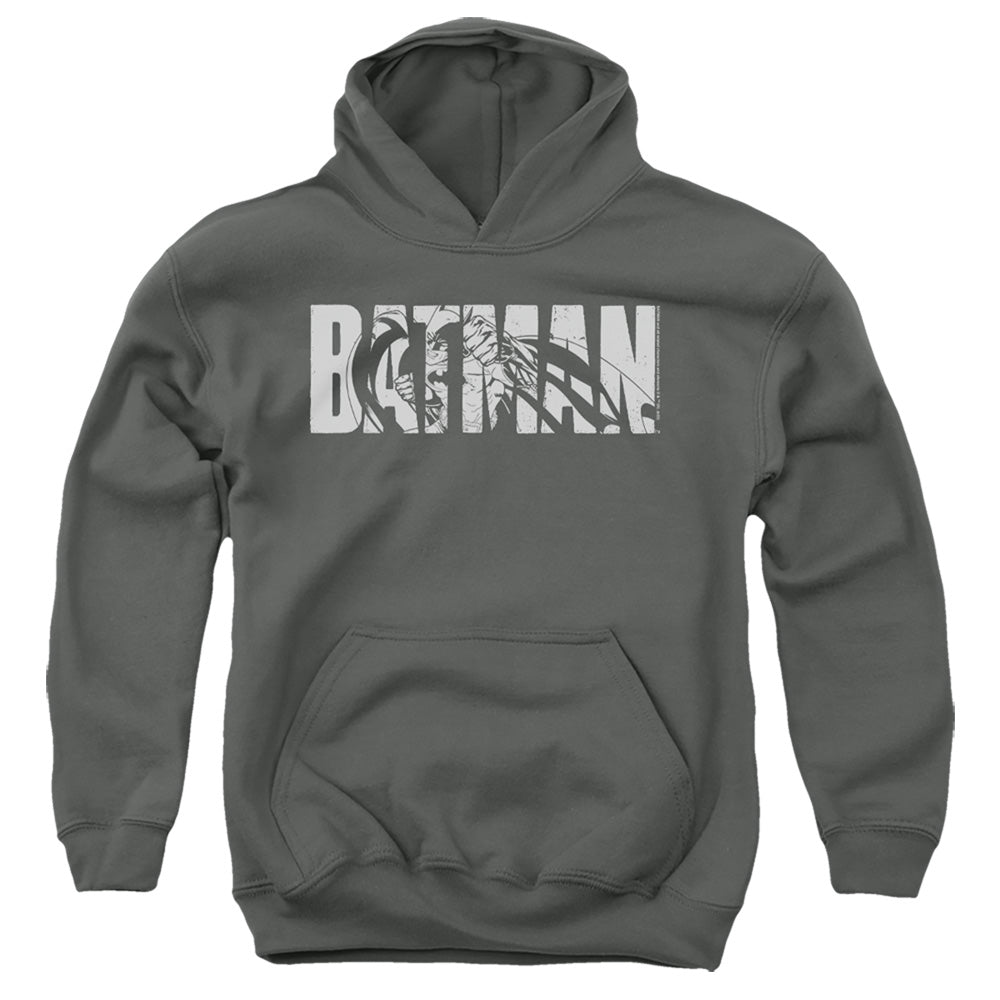 The Batman (2022) Text On Gray - Youth Hoodie Youth Hoodie (Ages 8-12) Batman   