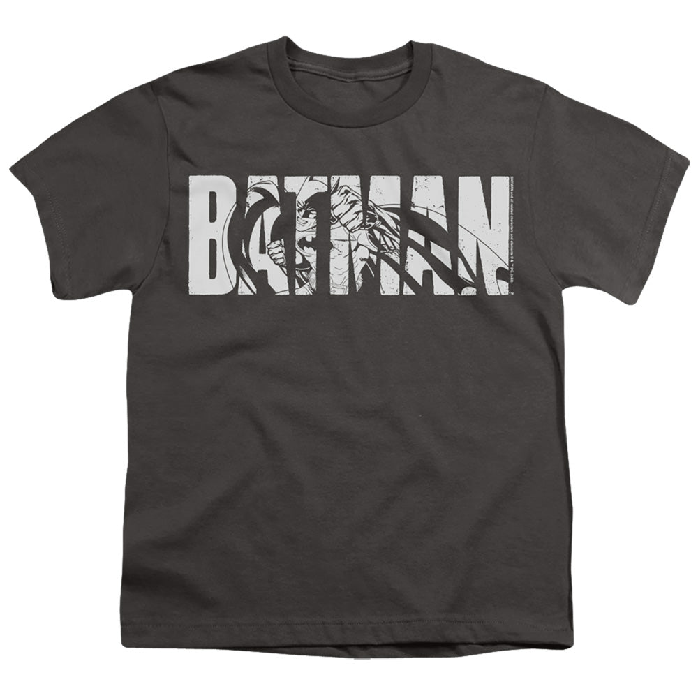 The Batman (2022) Text On Gray - Youth T-Shirt Youth T-Shirt (Ages 8-12) Batman   