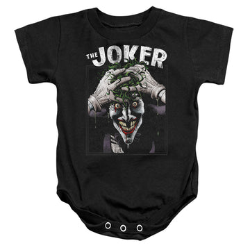 Black baby bodysuit with The Batman (2022) Crazed Joker graphic