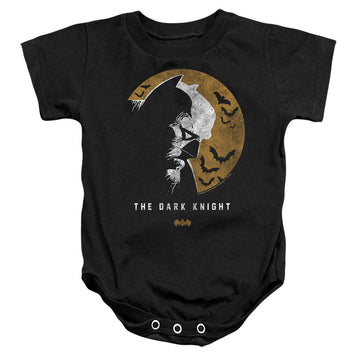Black baby bodysuit with The Batman (2022) Dark Knight Moon graphic