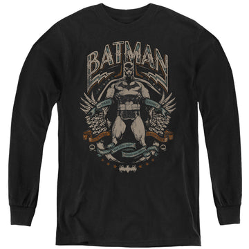 The Batman (2022) Gotham Hero On Black - Youth Long Sleeve T-Shirt Youth Long Sleeve T-Shirt Batman   