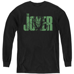 The Batman (2022) Joker Text On Black - Youth Long Sleeve T-Shirt Youth Long Sleeve T-Shirt Batman   