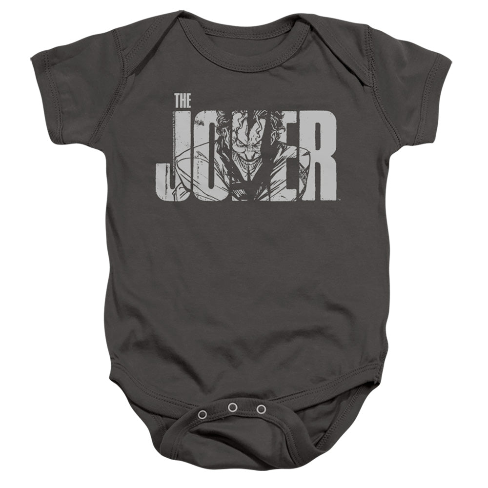 The Batman (2022) Joker Text On Gray - Baby Bodysuit Baby Bodysuit Batman   