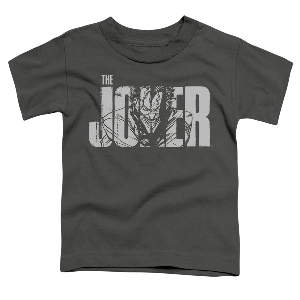 The Batman (2022) Joker Text On Gray - Toddler T-Shirt Toddler T-Shirt Batman   